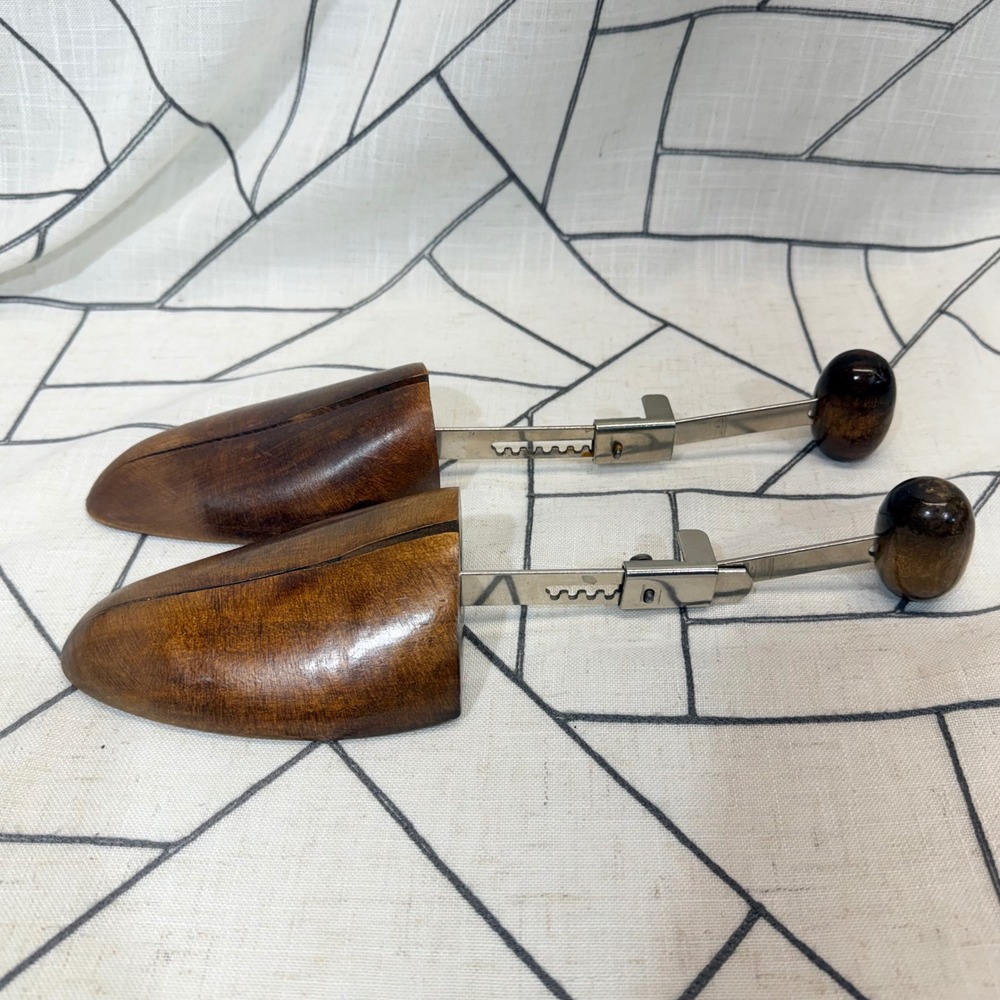 Gano Downs Denver Wooden Shoe Trees Size 8+ Brown Adjustable Split Toe No 4 Mens